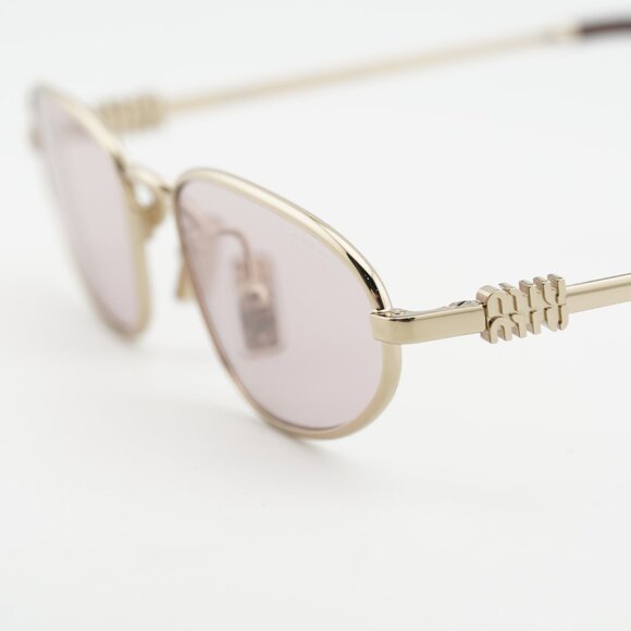 Miu Miu MUA52S ZVN4I0 Sunglasses Gold Cat Eye Frame, Pink Lenses main image 7
